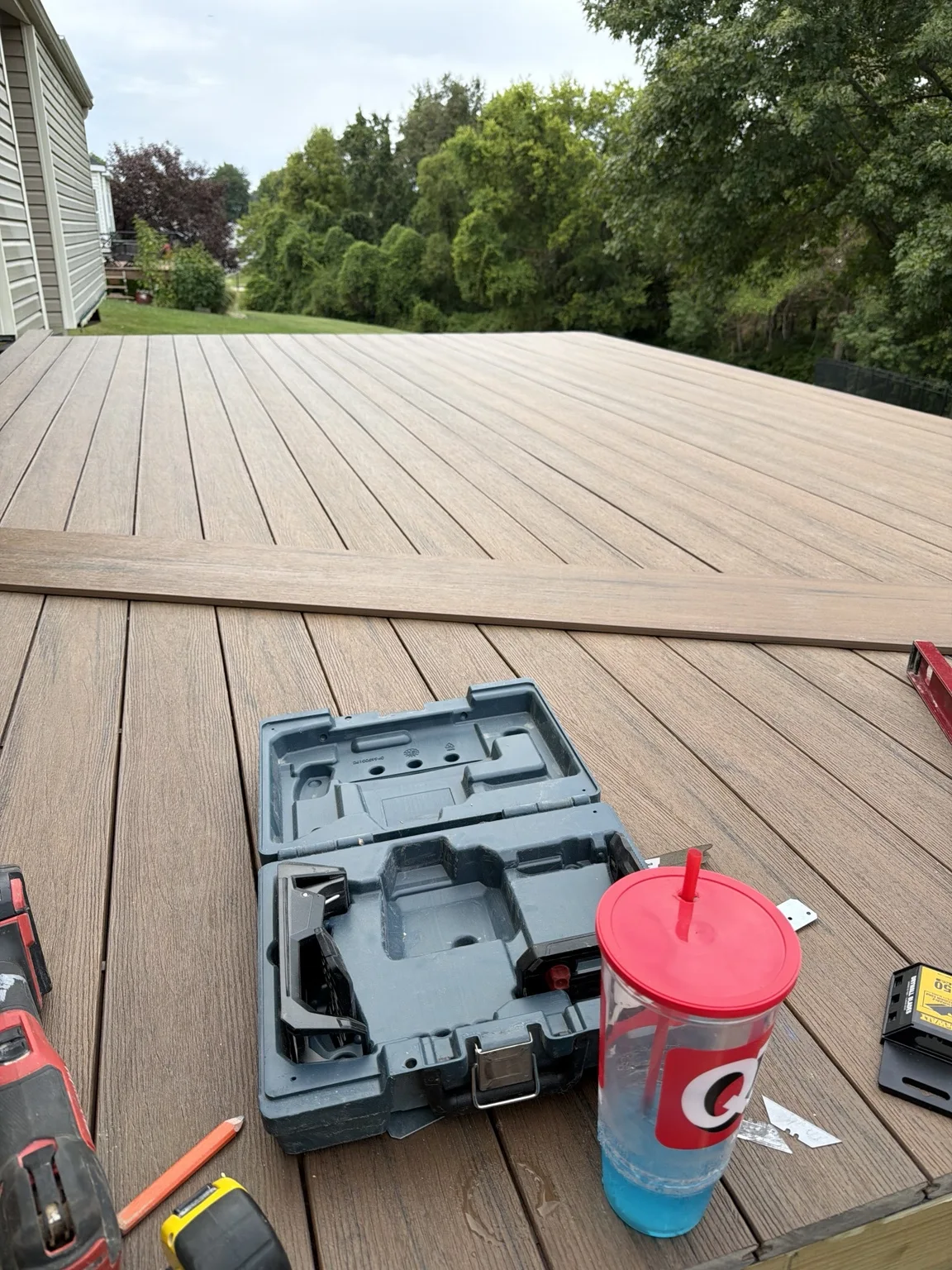 Composite decking outside a home